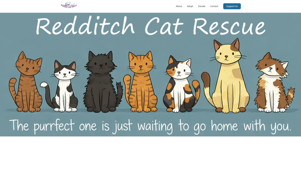 Screenshot of the Redditch Cat Rescue website