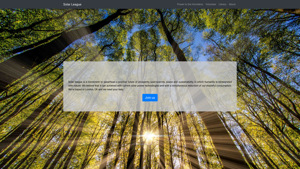 Screenshot of the Solar League website