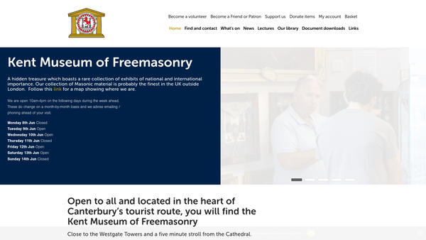 Screenshot of the Kent Masonic Museum And Library Trust website