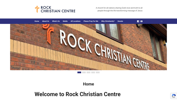 Screenshot of the Rock Christian Centre website
