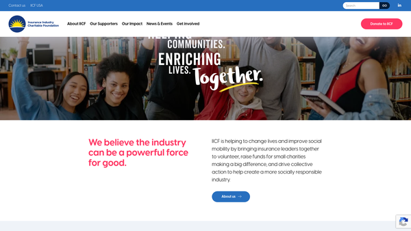 Screenshot of the Insurance Industry Charitable Foundation UK website