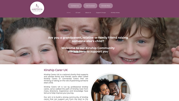 Screenshot of the Kinship Carers UK website