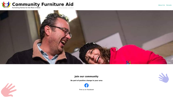 Screenshot of the Community Furniture Aid website