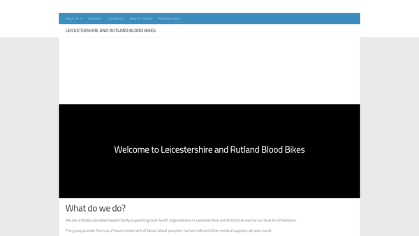 Screenshot of the Leicestershire & Rutland Blood Bikes website