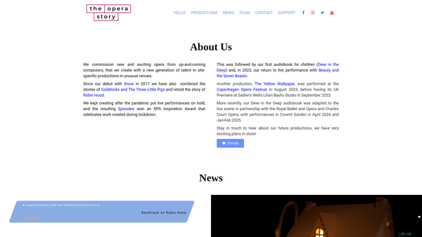 Screenshot of the The Opera Story website