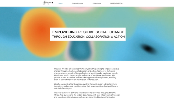 Screenshot of the Prospero World website