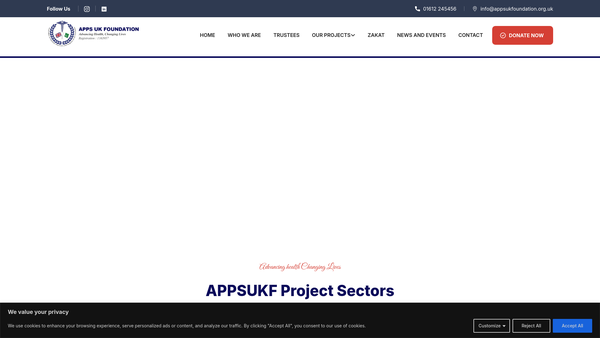 Screenshot of the Association Of Pakistani Physicians And Surgeons Of The United Kingdom Foundation website