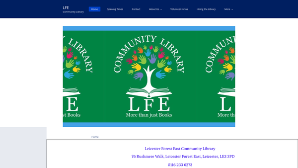 Screenshot of the Leicester Forest East Community Library website