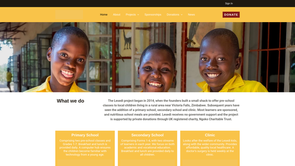 Screenshot of the Ngoko Charitable Trust website