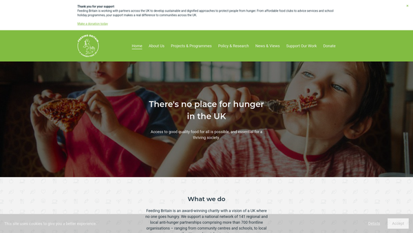 Screenshot of the Feeding Britain website