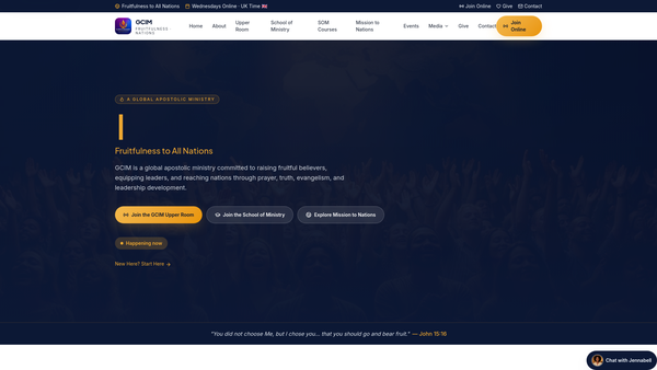 Screenshot of the God's Crusade Ministries website