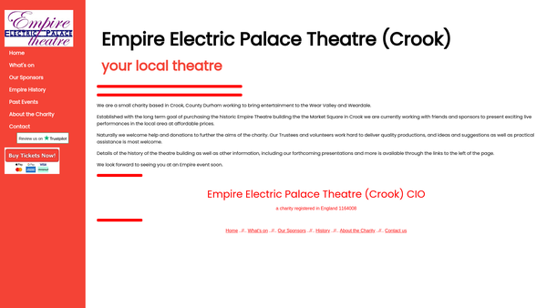 Screenshot of the Empire Electric Palace Theatre (Crook) website