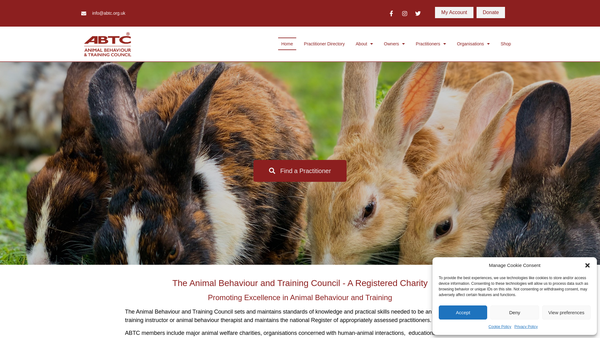 Screenshot of the Animal Behaviour Training Council website