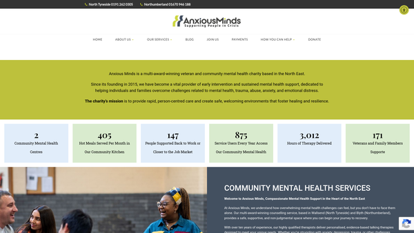 Screenshot of the Anxious Minds website
