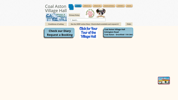 Screenshot of the Coal Aston Village Hall CIO website