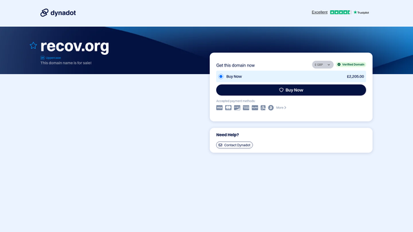 Screenshot of the Recov website
