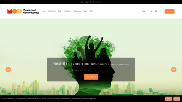 Screenshot of the Museum Of Homelessness website