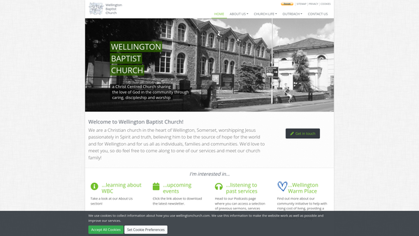 Screenshot of the Wellington Baptist Church website