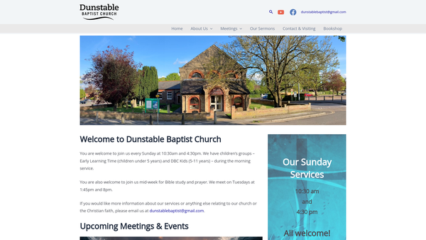 Screenshot of the Dunstable Baptist Church website