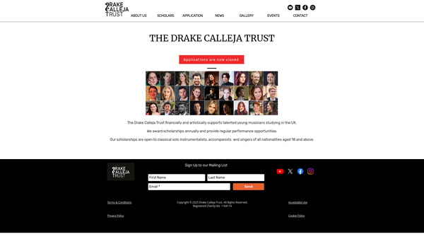 Screenshot of the Drake Calleja Trust website