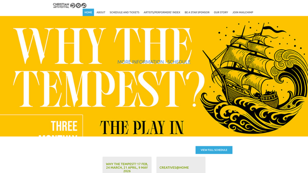 Screenshot of the Cheltenham Christian Arts website