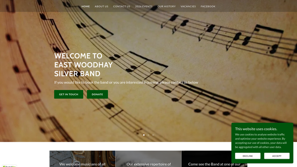Screenshot of the East Woodhay Silver Band website
