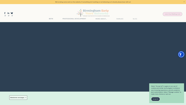 Screenshot of the Birmingham Nursery Schools Collaboration website