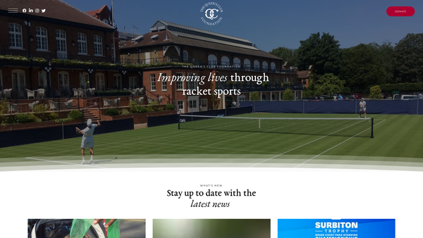 Screenshot of the The Queen's Club Foundation website