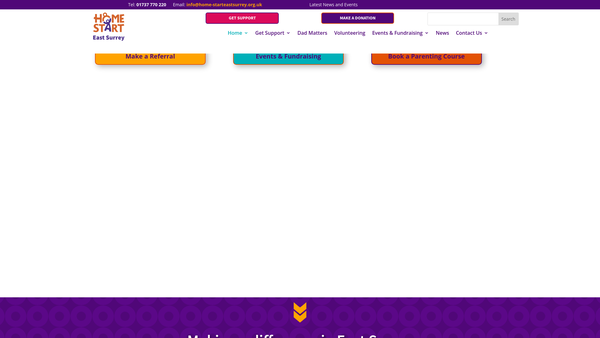 Screenshot of the Home-Start East Surrey website