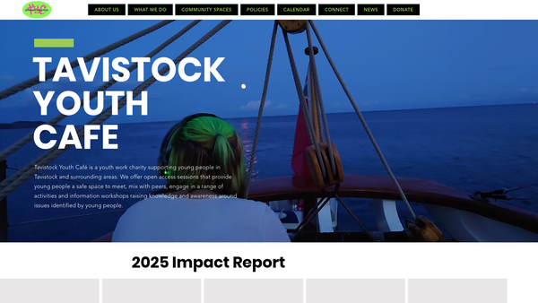 Screenshot of the New Tavistock Youth Cafe website