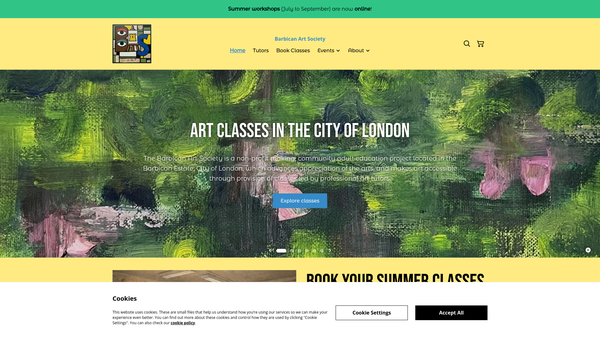 Screenshot of the Barbican Art Society website