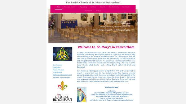 Screenshot of the The Parochial Church Council Of The Ecclesiastical Parish Of St Mary, Penwortham website