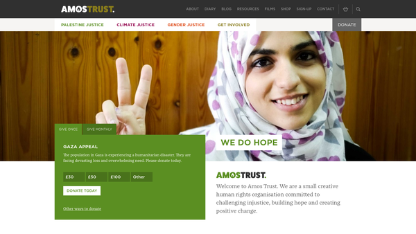 Screenshot of the Amos Trust website