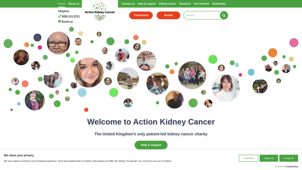 Screenshot of the Kidney Cancer Support Network website