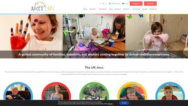 Screenshot of the Alice's Arc website