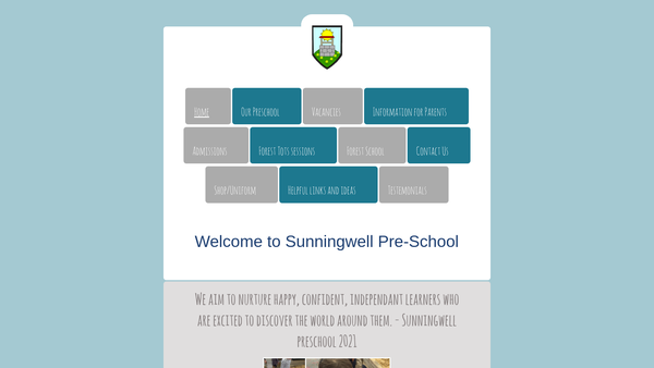Screenshot of the Sunningwell Pre School website
