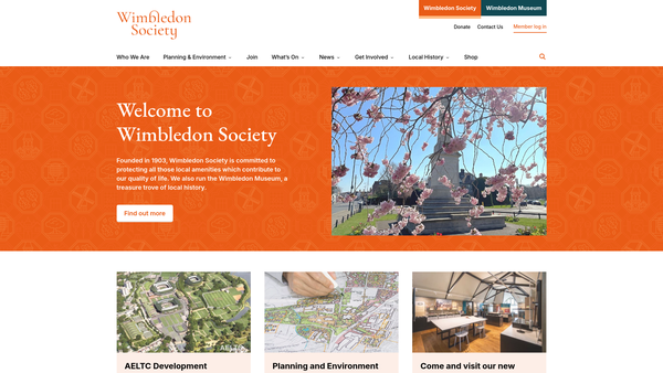 Screenshot of the The Wimbledon Society website