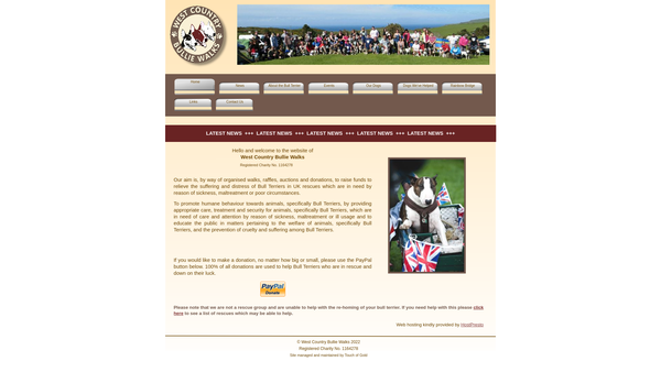 Screenshot of the West Country Bullie Walks website