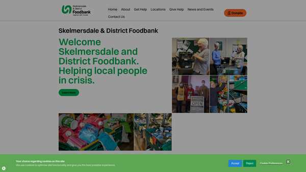 Screenshot of the Skelmersdale And District Foodbank website