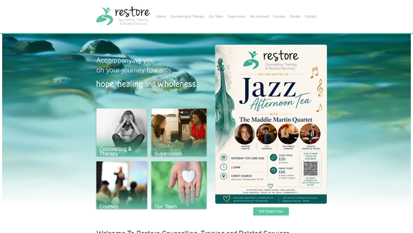 Screenshot of the Restore Counselling, Training And Related Services website
