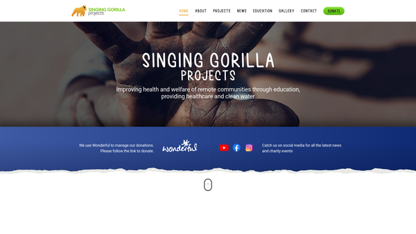 Screenshot of the Singing Gorilla Projects website