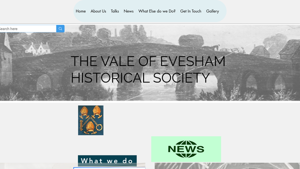 Screenshot of the Vale Of Evesham Historical Society website