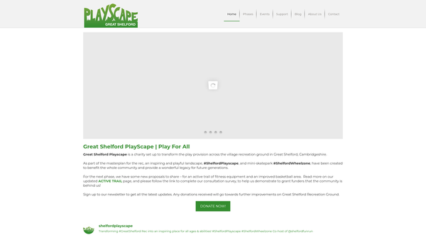 Screenshot of the Great Shelford Playscape website