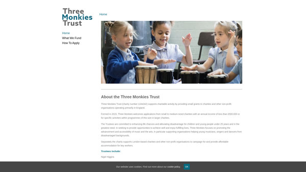 Screenshot of the Three Monkies Trust website