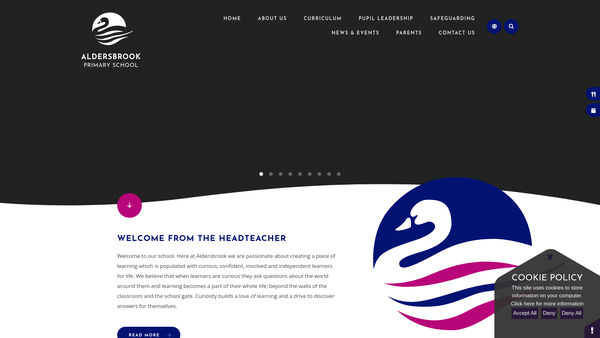 Screenshot of the Aldersbrook School Fund Charity website