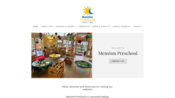 Screenshot of the Menston Pre School website