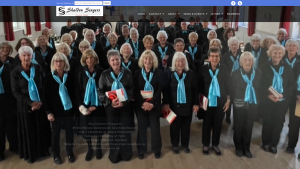 Screenshot of the Shaldon Singers website