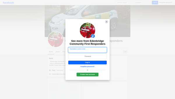 Screenshot of the Edenbridge Community First Responders website