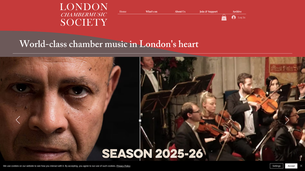 Screenshot of the London Chamber Music Society Limited website