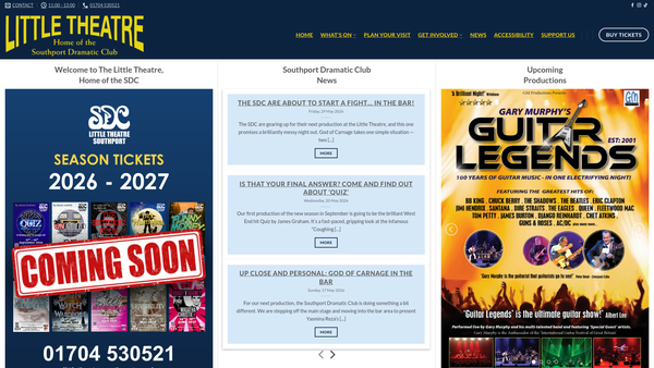 Screenshot of the Southport Dramatic Club website